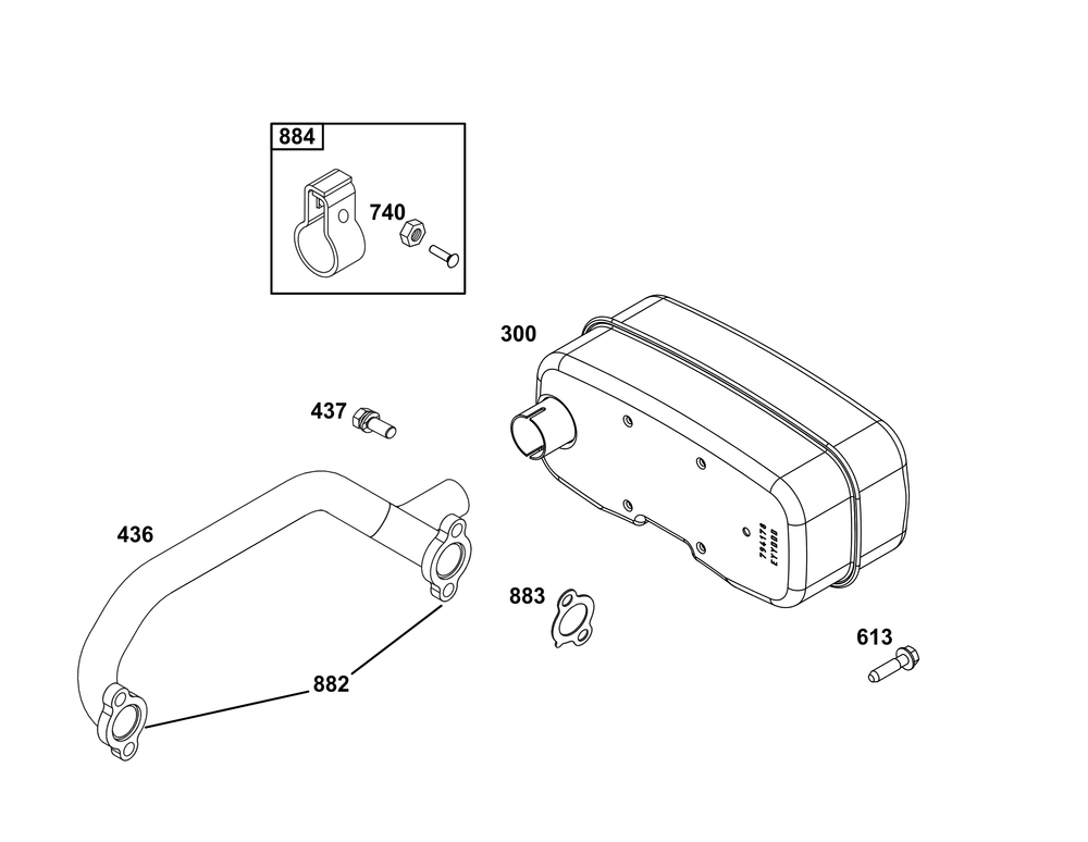 Exhaust Group Diagram and Parts List for 356777-0142-B5 200000 - 399999 Briggs and Stratton Engine